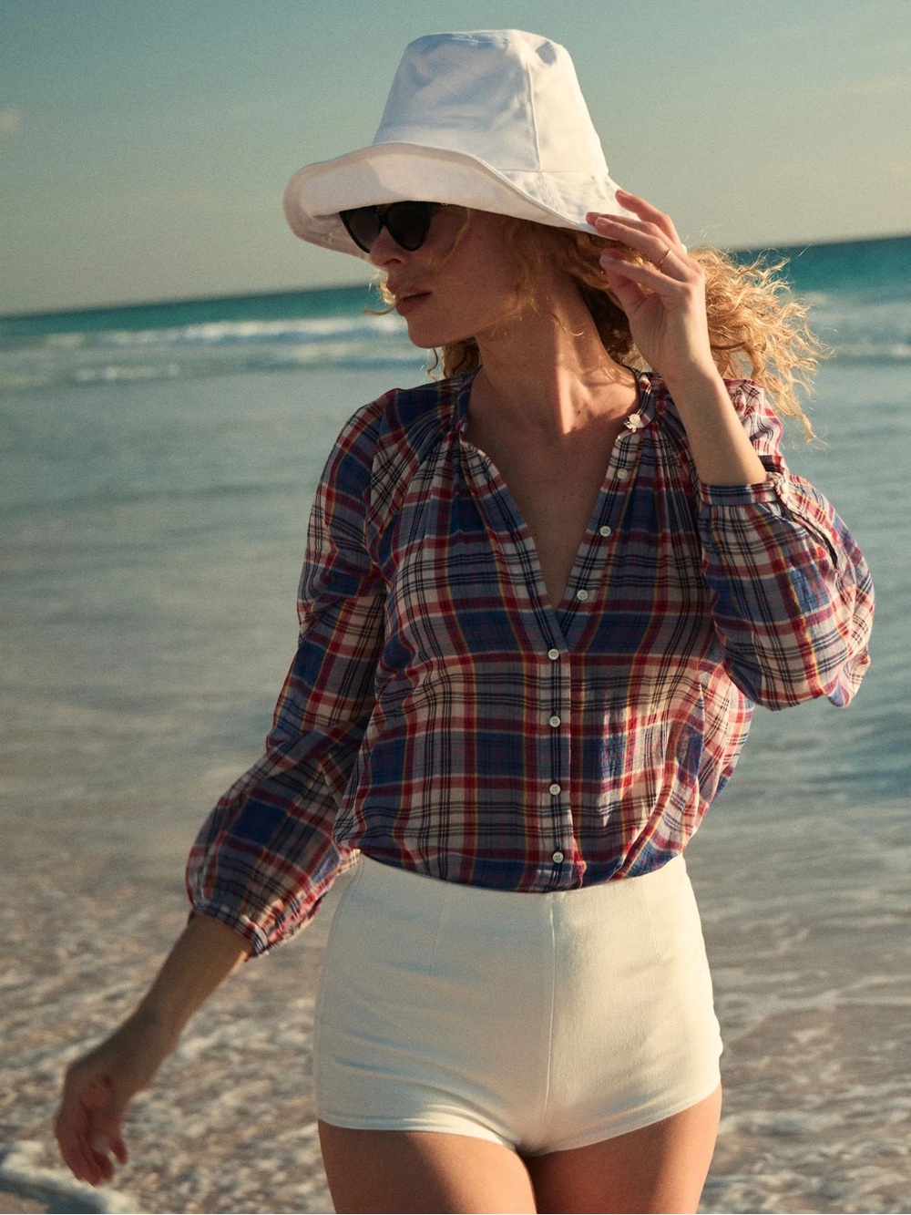 Doen Janis Plaid Blouse